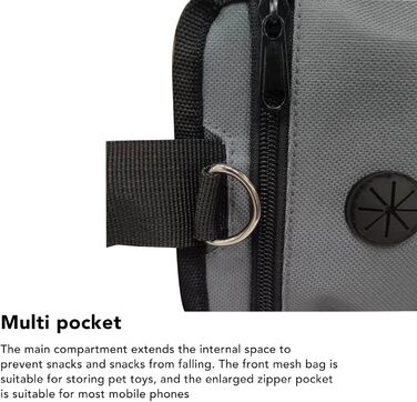 Сумка для корму для собак, поясна сумка, бананка для собак, бананка для тренувань, поліестер, кілька кишень, знімна кишеня для ласощів (сіра)