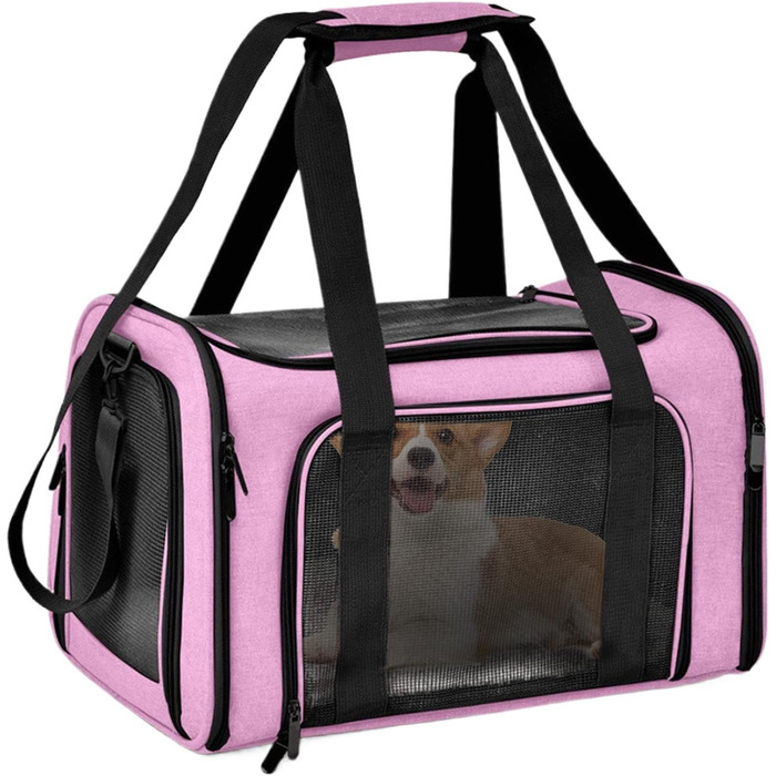 Транспортна переноска для котів та домашніх тварин, рожева. Зручна переноска для кошенят та маленьких собак, м'яка, дихаюча