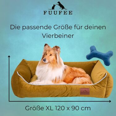 Жовте лежанка для собак XL (120 x 90 см) знімний чохол на блискавці | Лежанка для великих собак | Миється