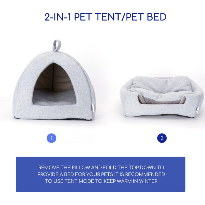 Nobleza: Розкладне котяче будиночок 2-в-1 для котів та собак, з подушкою, 38x38x33 см