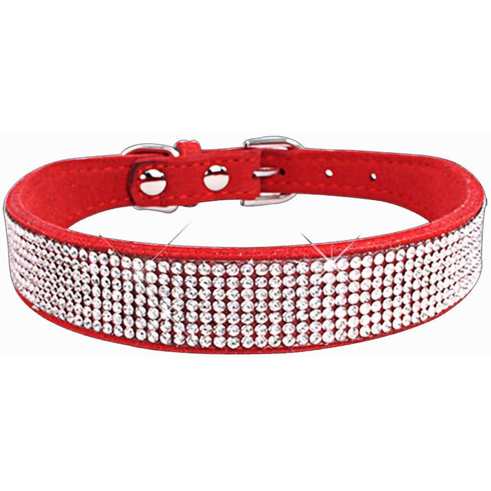Набір собачого ошейника та повідка з блискітками ETOPARS, ошийник та повідка для собак та котів (Червоний, M)