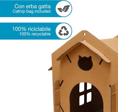 Котячий будиночок-дряпалка Croci з картону, 42x35x50 см, багатокольоровий
