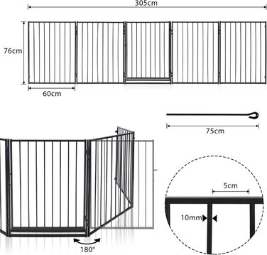 Забіг для цуценят Froadp 5 TLG: захист від каміну, огорожа, забіг, загін для собак, дітей. 61 x 76 см
