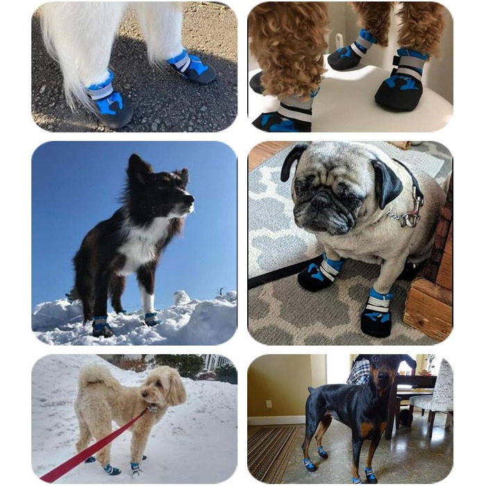 Чоботи для собак Dricar: 4 шт., дихаючі, антиковзні, для маленьких, середніх та великих собак, синій, розмір M