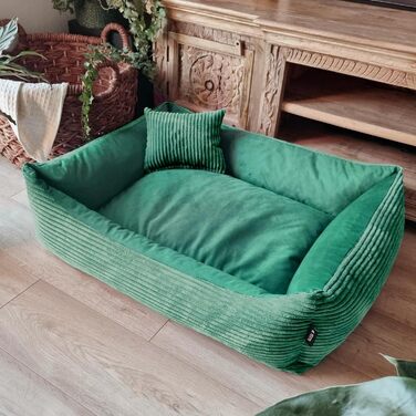 М'яке ліжко для собак 4L Textil Molly, корзина для собак, середні породи, 100x80 см, зелений колір, знімний чохол, миється