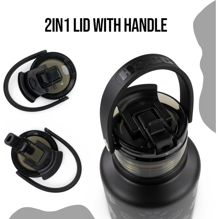 Водяна пляшка для собак Hogg Hydro Hound: портативна миска, ізотермічна, з нержавіючої сталі, чорний дизайн з відбитками лап