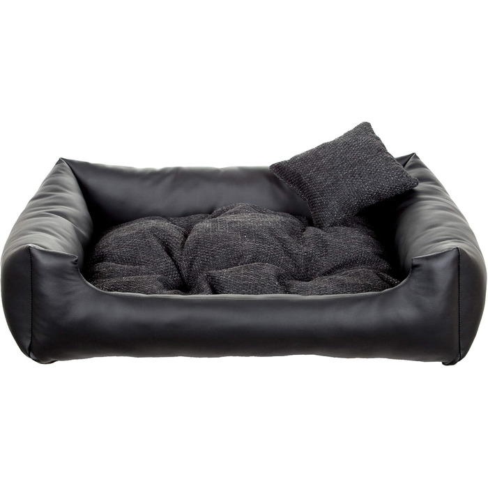 Ліжко для собак Gutekissen® з екошкіри - зручне собаче ліжко, диван, лежанка, подушка, місце для сну, преміум якість, довговічні матеріали, чорний колір, розмір L (90x75)