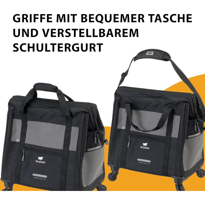 Переносна переноска для собак та котів Ferplast Voyager Trolley, 15 кг, 46x26x48 см, білий/чорний колір