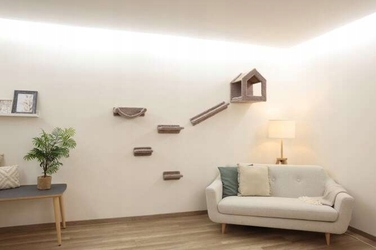 Стіновий ігровий комплекс для котів Kerbl Monte Baldo: будинок, лежанка, полиця та дряпачка (6 елементів)