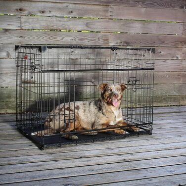 Клітка для собак Lucky Dog Slyder Whisper Glide з розсувними дверима, бічною дверцятю, знімним піддоном, гумовими ніжками та ручкою для перенесення, посилені кути