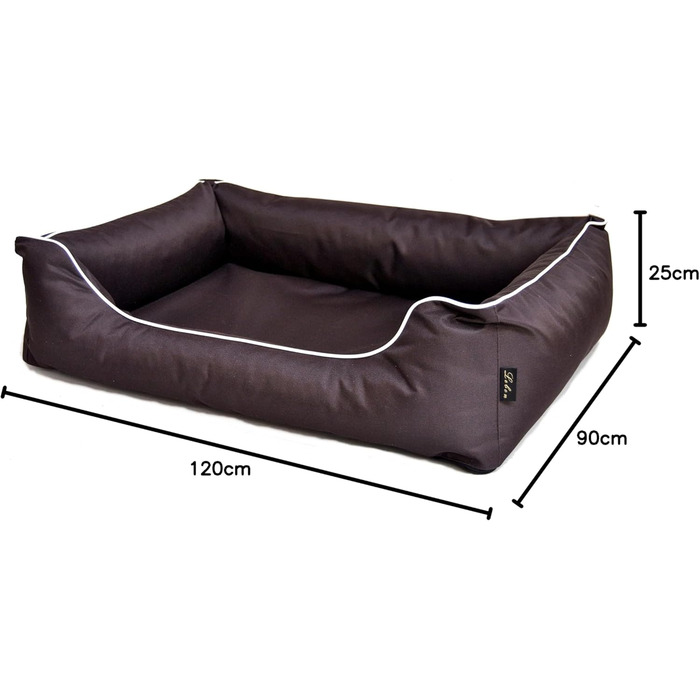Крісло-ліжко для собак Ebon Paua, чорний, бордовий, бірюзовий, коричневий, бежевий, XL, темно-коричневий, міцне, водовідштовхувальне, пральне, зроблене в ЄС