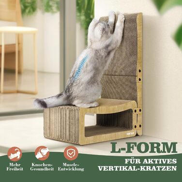 Котячий когтетоп Pawtasy на стіну та кут з іграшкою - когтеточка для котів