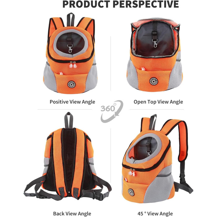 PETCUTE Рюкзак-переноска для собак та котів, оранжевий. Зручний, дихаючий, з водонепроникним дном та безпечним кріпленням. Ідеальний для подорожей та прогулянок.
