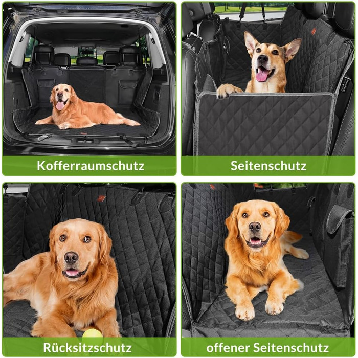 Захист для заднього сидіння автомобіля для собак Kingsleeve® - водовідштовхувальний, стійкий до подряпин, універсальний, з віконцем та фіксацією ременем безпеки