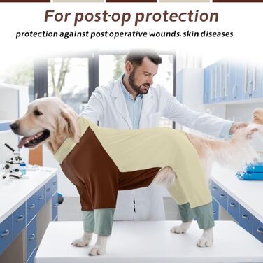 Піжама для собак Hjumarayan, еластичний комбінезон з блискавкою, повне покриття, довгі штанини, захист від бруду, прохолодний костюм-одяг для прогулянок та після операції, бежевий XL XL Beige