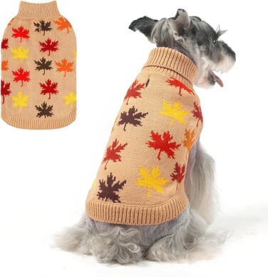 Пуловер для маленьких собак BEAUTYZOO, рогатий пуловер, теплий зимовий одяг, для холодної погоди, одяг для маленьких та середніх собак, цуценят, дівчаток та хлопчиків, хакі, розмір M (спинка: 41 см, груди: 53 см, шия: 33 см)