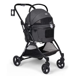 Візок для собак та котів з функцією складання - чорний, 73x55x100 см, до 15 кг