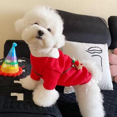 Пуловер для собак MuYaoPet з новорічним мотивом: сніжинки та олень, для собак та котів, в'язаний, з сумкою, костюм ялинки, червоний, розмір L, для прогулянок