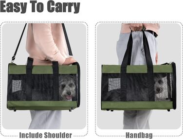 Транспортна переноска для собак та котів HITSLAM (M, Зелений) - розкладний бокс, для подорожей, авіалінії