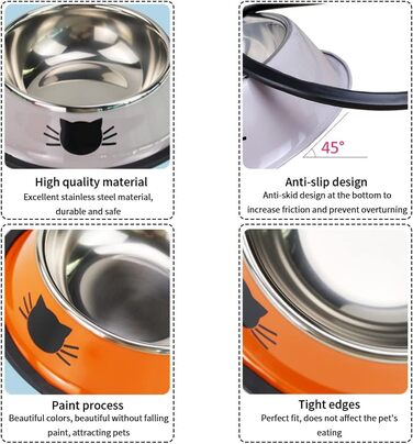 Набір мисок для котів Katzennäpfe: 4 шт. з нержавіючої сталі, протиковзкі, для води та корму, підходить для котів та цуценят