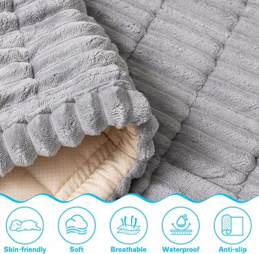 Чохол на сидіння автомобіля для собак, килимок-ліжко для собак, м'який, неслизький, для заднього сидіння авто, для собак, потовщений, з корду, світло-сірий, 63 x 138 см