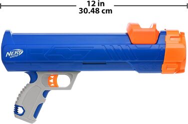 Іграшка для собак Nerf Dog 30,5 см Blaster без кліпу, з 3-ма пищащими тенісними м'ячами 5,1 см, непрозорий синій/оранжевий/сірий, оранжевий/синій/зелений