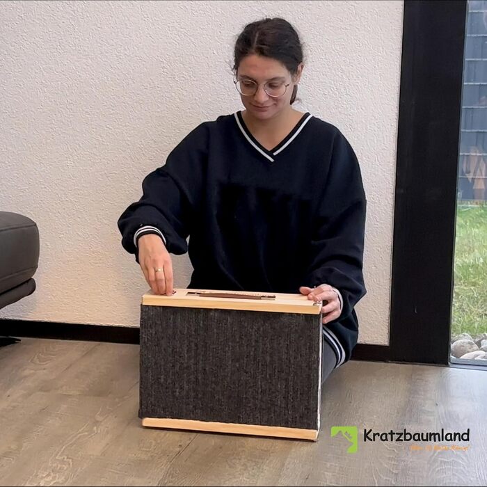 Рампа для собак та котів Kratzbaumland, дерев'яна, складна, регульована висота, 80 см (темно-сірий)