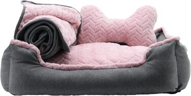 Кімнатне ліжко для собак Ancol – м'яка підстилка з бортиками, 60 x 50 см, рожевий колір