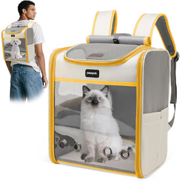 Рюкзак для кота великого розміру ALLSOPETS, складний рюкзак для собак та котів, дихаюча переноска для тварин для подорожей, прогулянок та походів (димно-зелений, лимонно-жовтий)