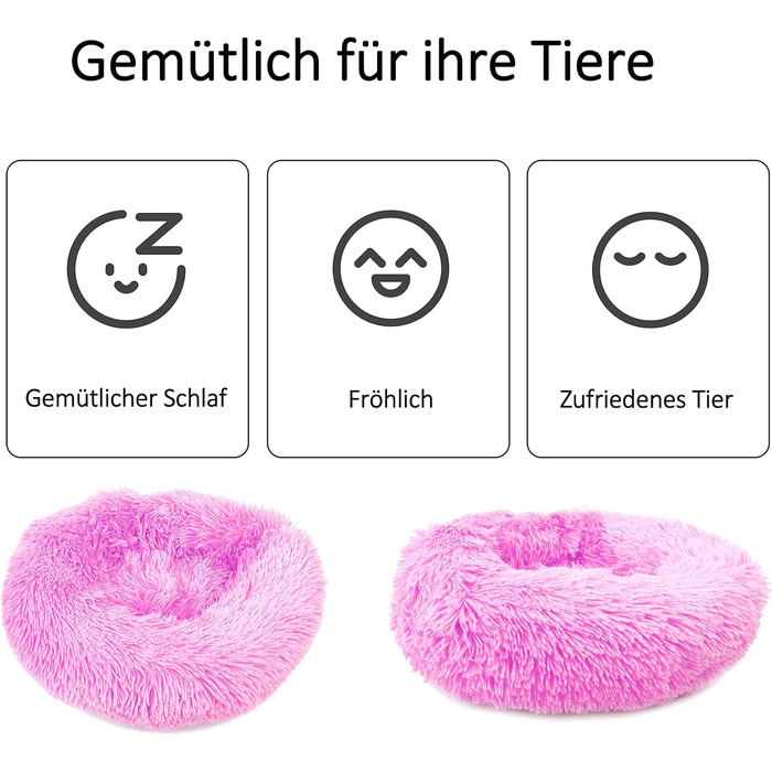 М'яке ліжко для собак Donut 50 см - рожева, для маленьких та середніх собак, кошик для тварин, миється