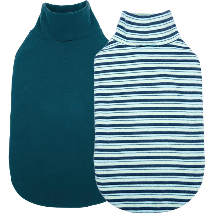Пуловер для собак Kuoser, 2 шт., XS, флісова жилетка, теплий одяг для маленьких собак, темно-синій та смугастий, XS