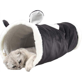 Туннель-іграшка для котів DHGTEP, складаний, з віконцем, чорний