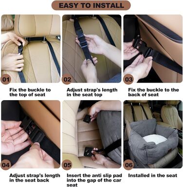 Автокрісло для собак маленьких порід, миється та стійке до плям. Зручне автокрісло з високоякісної тканини з кишенею для зберігання. Супер м'яка бавовна PP (сірий, середній)