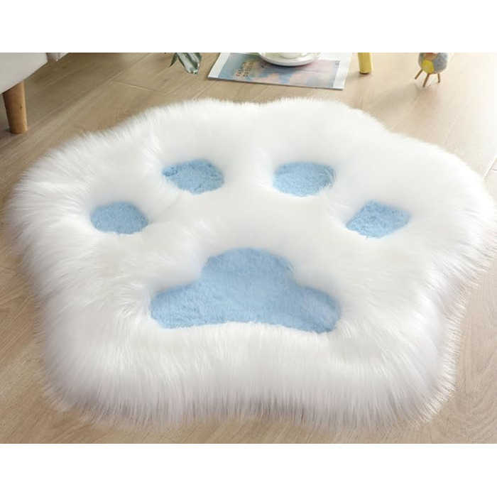 Килимок з лапами собаки, імітація довгого хутра, вовна, для вітальні, килимок з штучного хутра для спальні, вітальні, дивану, декор, білий, 150x150 см