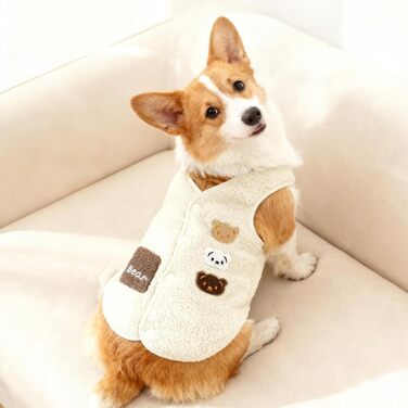 Теплий флісовий жилет для собак маленьких порід (5-8 кг), розмір M, білий/opulenter Garten