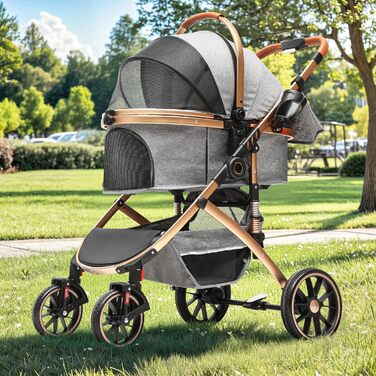 Візок для собак та котів 3-в-1 DWVO: візок, переноска, сумка. До 22 кг, сірий