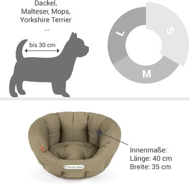 Кругле ліжко для собак Doctor Bark з ортопедичною подушкою, 40x35 см, золото-коричневе (S)