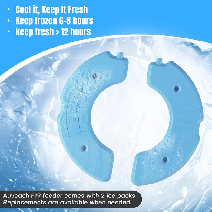 Автоматичний дозатор корму для котів Auveach з 2 охолоджувальними акумуляторами, програмованим таймером та автоматичним подаванням 6 порцій. Бездротовий, на батарейках, підходить для котів та собак.
