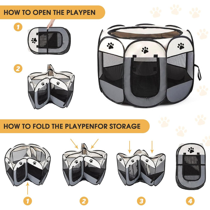 Складана переносна клітка-вольєр для собак та котів 74x74x43 см. Ідеально для цуценят, кроликів та інших дрібних тварин. Для дому та вулиці.