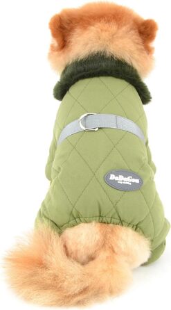 PAIDEFUL Зимовий теплий одяг для собак, з флісовою підкладкою, стежка з світловідбиваючим поясом, комбінезон на 4 лапи, пухнастий комір, м'який, вітронепроникний, для осені та зими, цуценята, теплий одяг, XL: спинка 35см, груди 47см (XXL: спинка 40см, гру