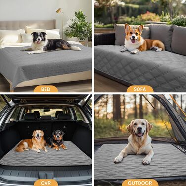 Водонепроникний килимок для собак Luciphia 132x208 см (сірий) з антиковзким покриттям, для захисту дивану, ліжка, авто. Міцний, машинне прання.