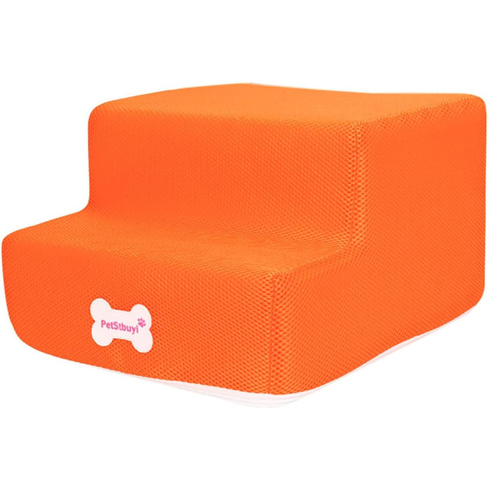 Сходинки для собак на 2 ступені для ліжка та дивану, 20 см, широкі, для маленьких, старих, великих собак та котів, стабільні, неслизькі, з можливістю прання, помаранчеві