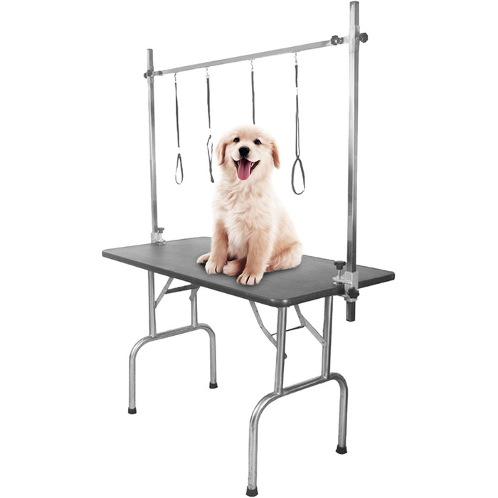 Стіл для грумінгу собак Jonlaki з регулюванням висоти, нержавіюча сталь, з петлею, підставка для грумінгу тварин, для маленьких та середніх собак та котів, 1,1 м