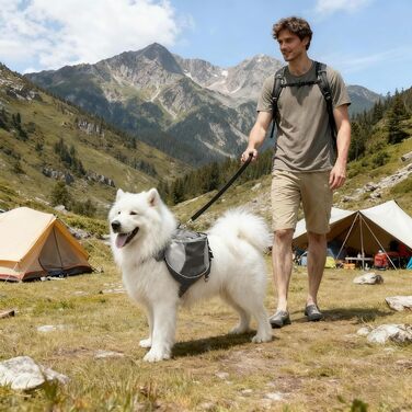 Рюкзак для собак Nankoyal з бічними кишенями, регульоване оснащення, для кемпінгу, подорожей, міста та авто