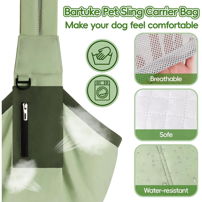 Регульований повідок для собак Bartuke, напіввільний повідок для вигулу маленьких собак, зручний та дихаючий повідок для цуценят, аксесуари для собак, безпечний повідок для подорожей (Зелений)