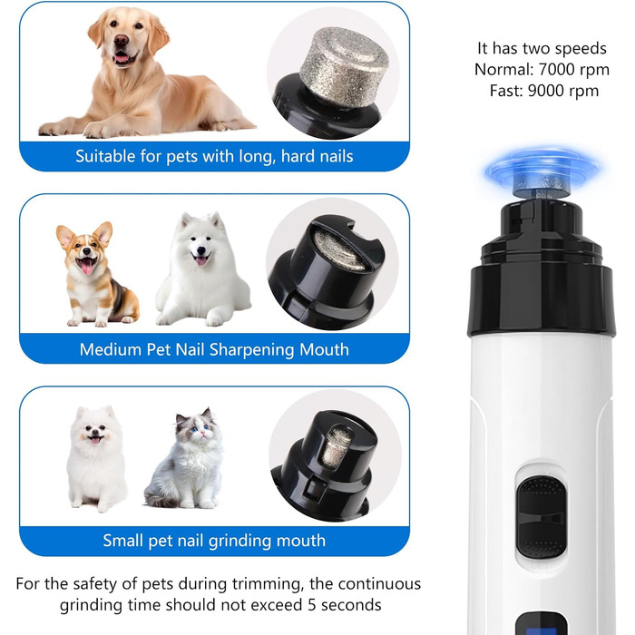 Електричний шліфувальник для собак та котів Leiser Groom Pro Kit, 2 швидкості, USB-зарядка