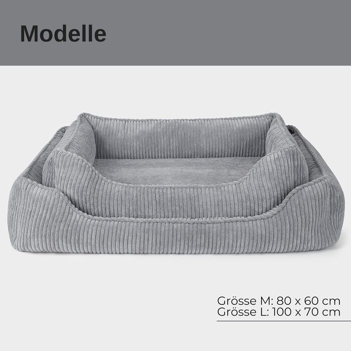PAW WOW Антон ортопедичне ліжко для собак, сіре, 100x70 см – лежак для малих, середніх і великих порід