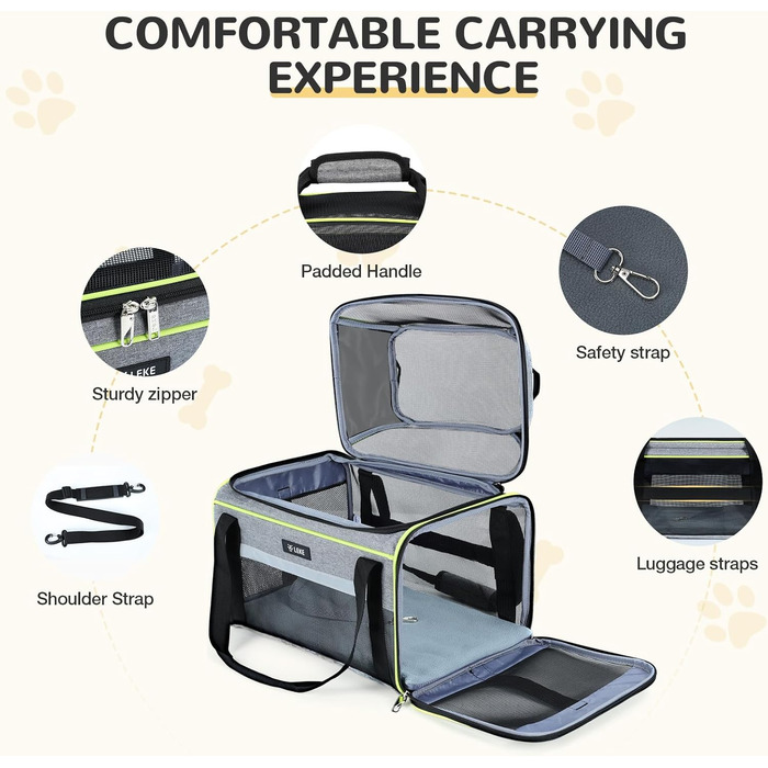 Трансформер для домашніх тварин Lekereise: переноска для котів та собак до 5,4 кг, TSA-сертифікована, сірого кольору