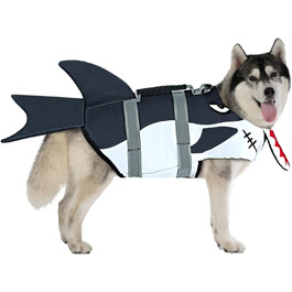 SMONT Жилет для плавання собак, регульований, для малих, середніх та великих собак, Ripstop, з рятувальним ручним захватом, для плавання, пляжу, катання на човні