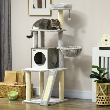 PawHut Cat Tree 1415см Cat Tree with Cat Cave Play Ball Підвісне ліжко 2 платформи Сизаль для любителів кішок